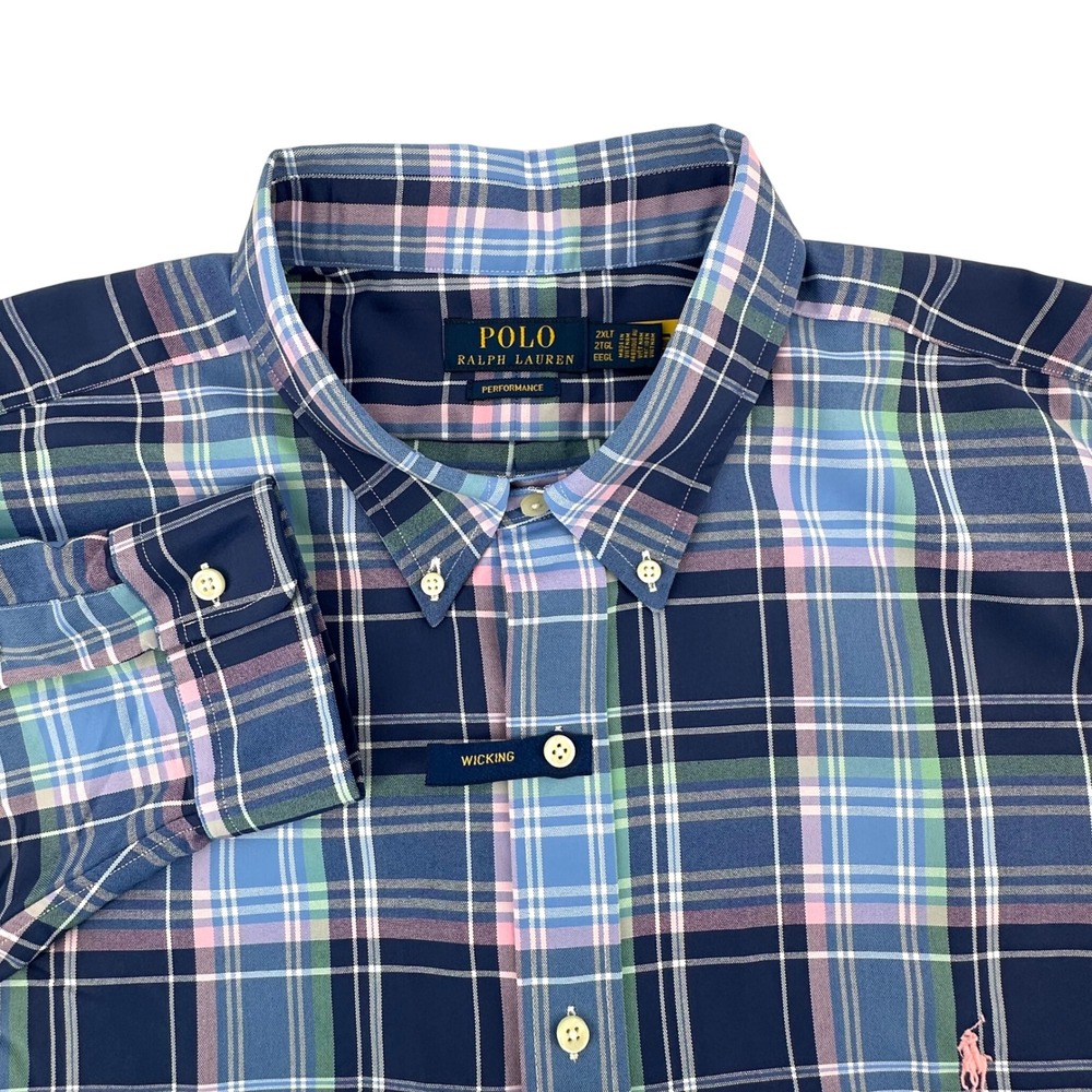 NWT Polo Ralph Lauren Performance Plaid Shirt Mens 2XLT Wicking